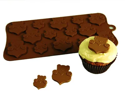 TEDDY LOVES ME Silicone Mould Button Chocolate Candy Cake Decorating Resin Wax • £2.59