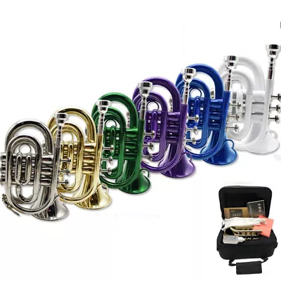 Pocket Trumpet Bb Pitch Brass Material Musical Instrument Muti-color With Case • $145