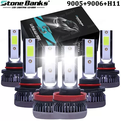 6PCS 9005 9006 H11 Combo LED Headlight Fog Lights Kit High Low Beam Bulbs White • $16.21