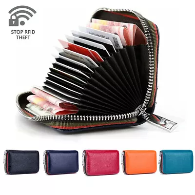 Men Women RFID Blocking ID Credit Card Holder Wallet Small Zipper Leather Purse • $7.99