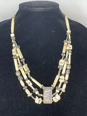 Doug Mary Hancock Mummy's Bundle Sterling Silver/stone Multi Strand Necklace • $165