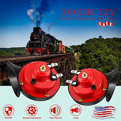 2x Super Loud Car 300DB Tone Snail Electric Air Train Horn Siren Motorcycle US • $13.87