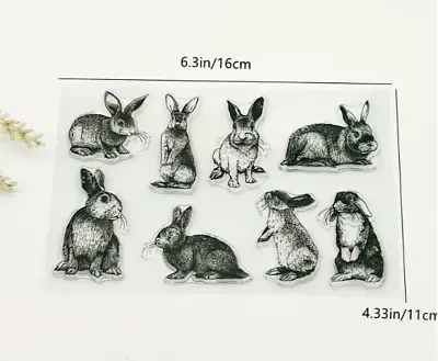 Bunny Rabbit Easter Clear Stamps Texture Card Clay Scrapbook FAST Free Shipping • $11.99
