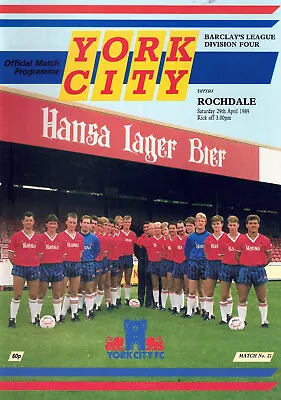 York City V Rochdale 29/04/1989 • £3.50