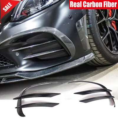 For Benz W205 C300 C43 AMG 2019UP Real Carbon Front Bumper Splitter Air Vent Fin • $255.55