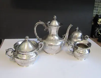 Ornate Antique Barbour Silver Co Quadruple Silver 4 Piece Coffee Tea Set 1014 • $89.99