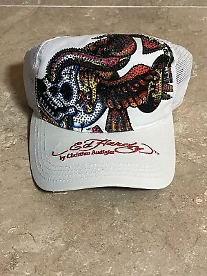 Vintage Ed Hardy Christian Audigier Trucker Hat Rare New York Skull Snake • $100