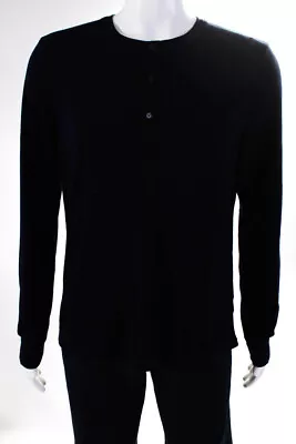 Vince Men's Ribbed Long Sleeve Henley T-Shirt Navy Size L • $40.81