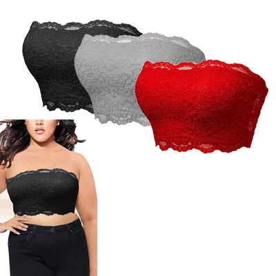 1/2/3 Pcs Bralette Sexy Women Tube Floral Strapless Cropped Invisible Cami Bra • £4.67