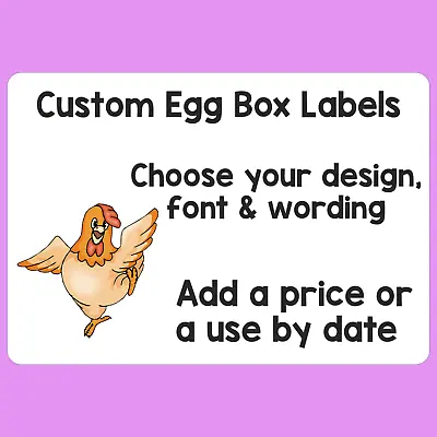 180 Personalised Egg Box Labels Custom Egg Boxes Printed Sticky Labels Chicken • £22.95