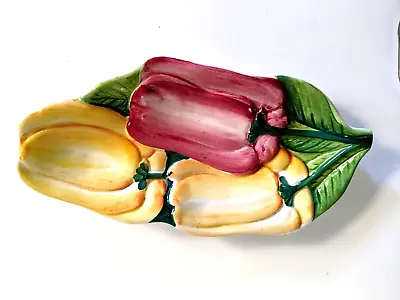 Made In Italy Majolica Serving Tray Red Yellow Bell Pepper Ceramic Number 6966 • $24.99