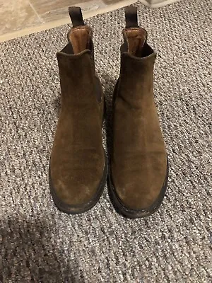MEN Size 7 TYLER CHELSEA Frye Boots Brown Genuine Suede Pull On • $69.49