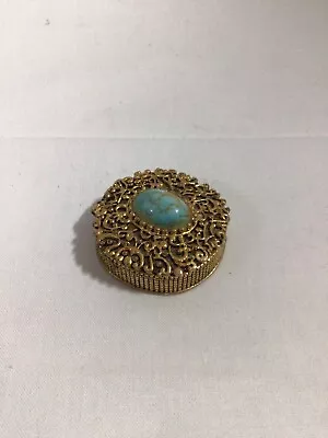 Vintage Max Factor Solid Perfume Compact With Faux Turquoise Cabochon • $22