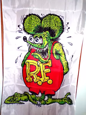 Rat Fink Flag Banner 3x5 Ft White Cloth Hot Rod Ford Chevy Mopar Ratrod • $13