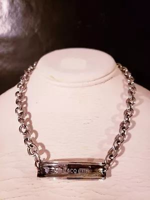 Tiffany & Co. Sterling & Titanium ID Necklace Men's 1837 Choker Galaxy 17 1/2 • $380