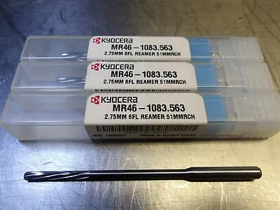 3 NEW! Kyocera 2.75mm (.1083 ) Carbide Reamer 6FL Spiral 4mmSHK MR46-1083.563 • $10