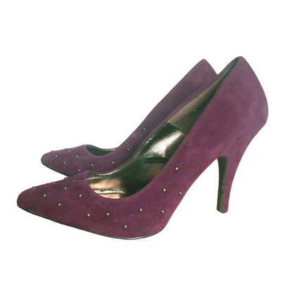 £8.99 • Buy F&F Party Shoes Size 5 Magenta Purple Faux Suede Court Gold Stud Stiletto Ladies