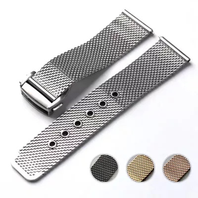 20mm 22mm Quick Release Brushed Milanese Mesh Stainless Steel Watch Band Strap • $16.99