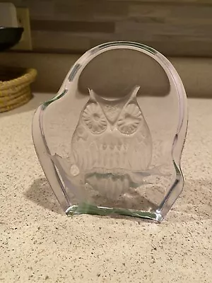 Vintage Glass Owl Bookend Figurine By NYBRO - Lead Crystal Glass Bookend • $25