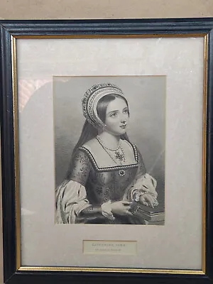 Antique Framed Mezzotint Katherine Parr 6th Queen Henry Viii 1512-1548 P150550 • £35