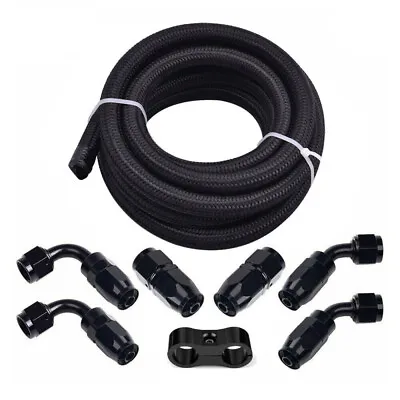 $12.99 • Buy 6AN 8AN 10AN Nylon Braided Fuel Line Kit Oil/Gas/Fuel Hose End Fittings