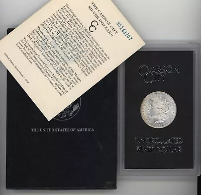 1885-cc Gsa Morgan Silver $ ~ Unc Condition ~ Complete W/nice Box & Coa ~ Rare • $925.95