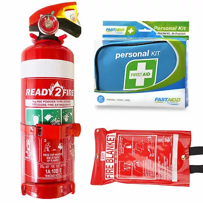 Fire Emergency Kit 1kg ABE Fire Extinguisher Fire Blanket 1x1m First Aid Kit  • $69