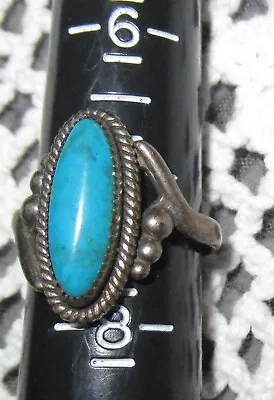 Vintage TURQUOISE STERLING SILVER RING Sz 7 • $7.95