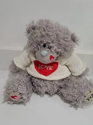 Carte Blanch Me To You Gray Plush Teddy Bear Gray Blue Nose Sweter White Heart  • $25.99