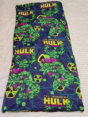 Vintage The Incredible Hulk Reversible Sleeping Bag Blanket Comforter 54   • $14.99