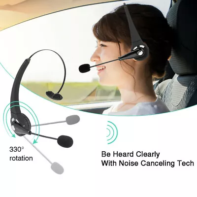 Wireless Bluetooth Headset Noise Cancelling Over The Head Boom W/Mic For Trucker • $14.63