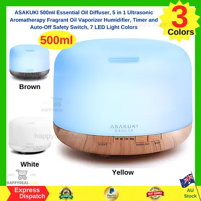 $56.99 • Buy ASAKUKI 500ml Premium, Essential Oil Diffuser 5 In 1 Ultrasonic Aromatherapy NEW