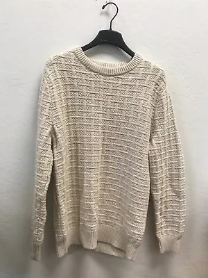 J CREW Women's Tan Cotton Sweater In Checkered Stitch Medium BG932 ($98) • $38