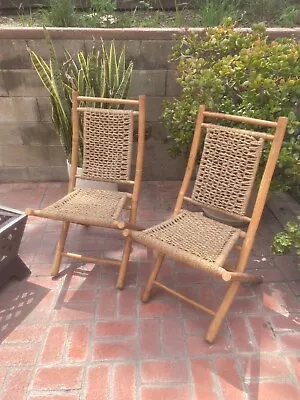 Vintage Bamboo Folding Chair Set • $150