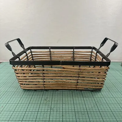 Chicken Wire Basket With Handles Reed Wrapped Twist Handles 12 X7.5 X3.5  • $17.09