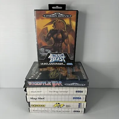 6X Sega Mega Drive Game Bundle Wrestle War Altered Beast Slap Shot Black Belt • $100