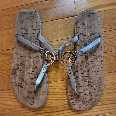 Women's Michael Kors Silver Jelly Thong Sandals Sz 10 • $25