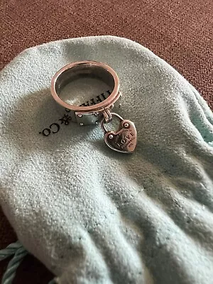 £260 • Buy Authentic Tiffany & Co Sterling Silver Ring With Heart Charm