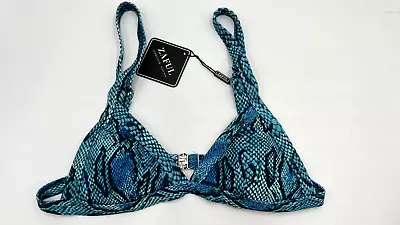 Zaful Forever Young Swim Womens Blue/Green  Bikini Top Bathing Suit Small • $7.50