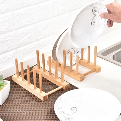 £7.86 • Buy Kitchen Wooden Plate Rack Dish Drainer Vertical Dish Drying Holder Storage Tidy