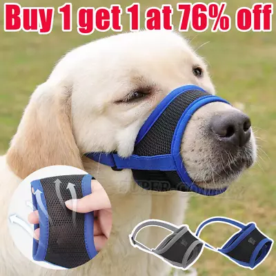 Adjustable Dog Safety Muzzle Breathable Mouth Cover Anti-Barking Biting Chewing • £3.84