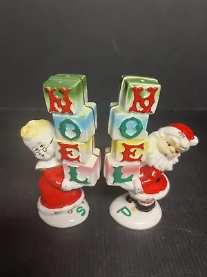 $75 • Buy Vintage Lipper & Mann Santa & Mrs Santa NOEL Salt & Pepper Shakers (S2)