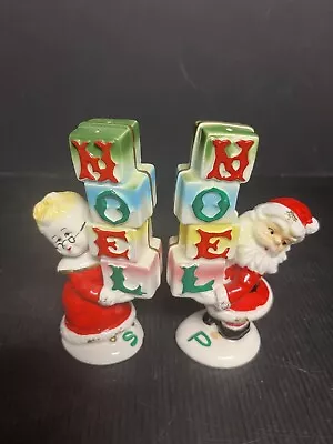 $75 • Buy Vintage Lipper & Mann Santa & Mrs Santa NOEL Salt & Pepper Shakers (S2)