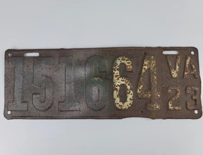 $109.19 • Buy Vintage1923 Virginia VA License Plate #151664 Some Faint Green Paint Left