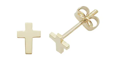 Contemporary 9ct Gold Ladies Cross Stud Earrings - 6mm*5mm • £38.69
