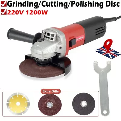 1200W Electric Angle Grinder 125mm Polishing Kit With 3 Grinding/Cutting Discs • £34.50
