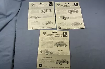 LOT Of 3 AMT Instructions ONLY ~ 1932 FORD Roadster + V-8 Coupe + Sport Roadster • $12