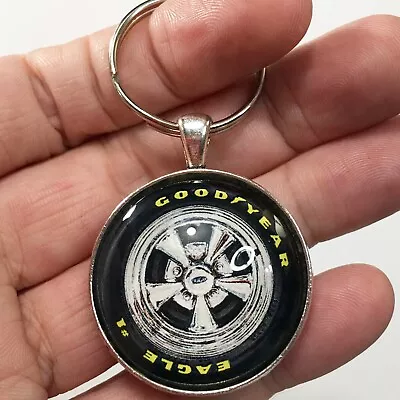 Vintage Cragar Mag Wheel Rim Gold Goodyear Eagle #1 Tire Keychain Reproduction • $22.18