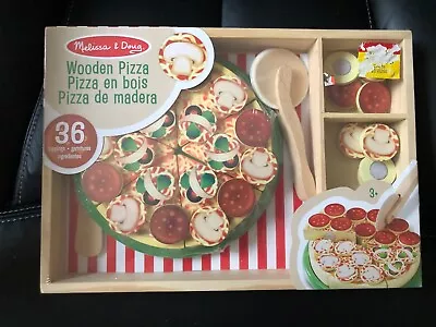 Melissa & Doug Pizza Party Wooden Play Food Set With 6 Slices 36 Toppings + More • $14