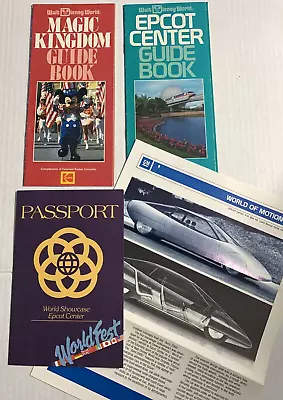 Vtg Disney World Brochure LOT Of 4 Epcot Magic Kingdom Guide Book Map 1985 • $24.95